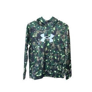 Under Armour Fleece Big Logo Printed Green Camo Size Youth large soccer baseball